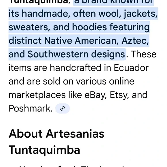 Beautiful Wool Zip Up Sweater - handcrafted Ecuador - Picture 3 of 6